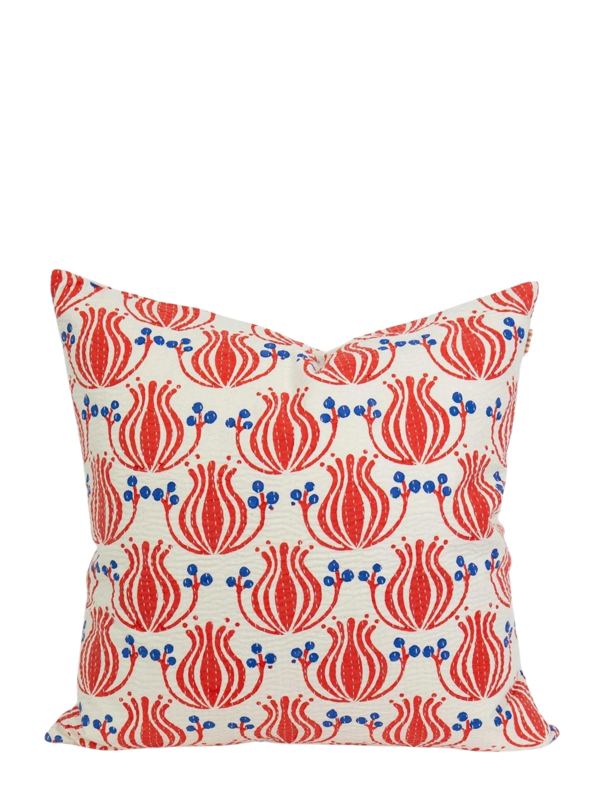 Flower Cushion Cover 50x50cm red blue