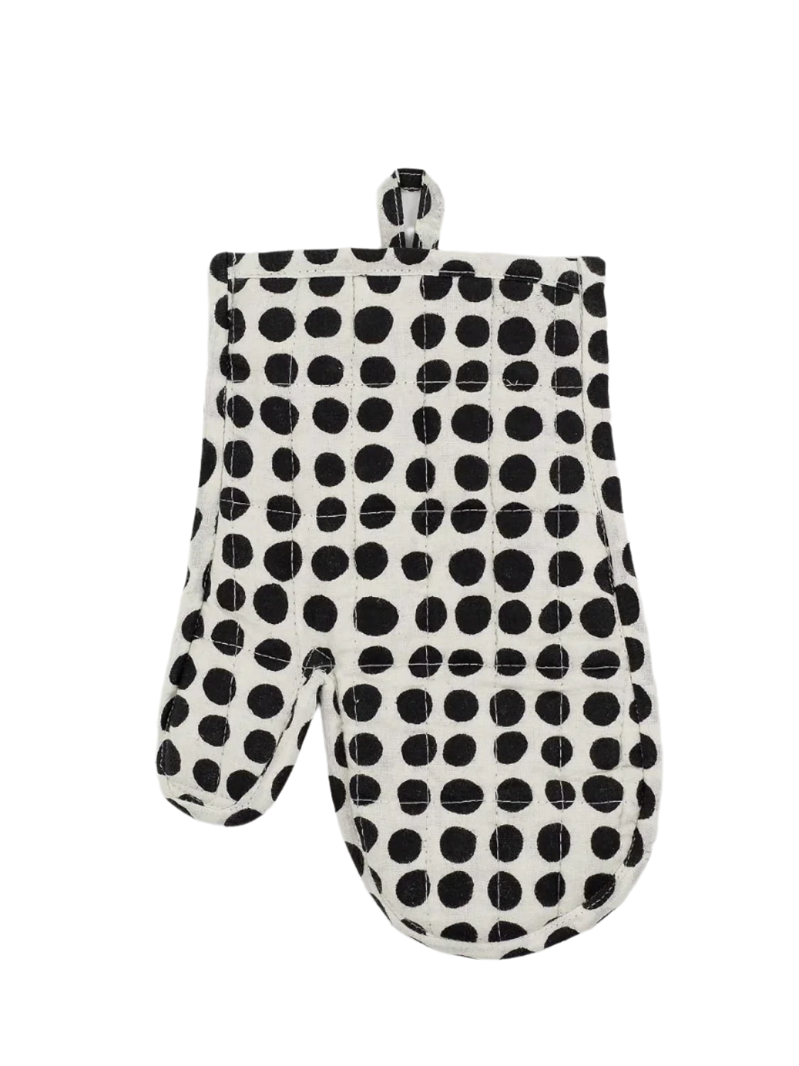 Dots oven glove, white/black