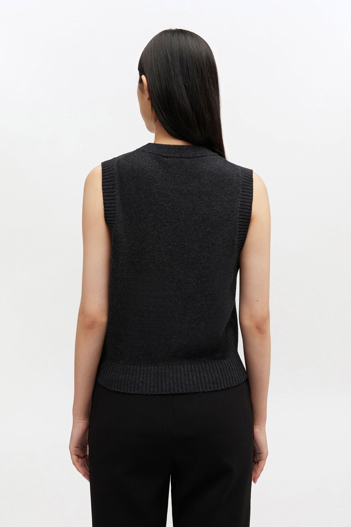 Graphic wool vest, dark grey