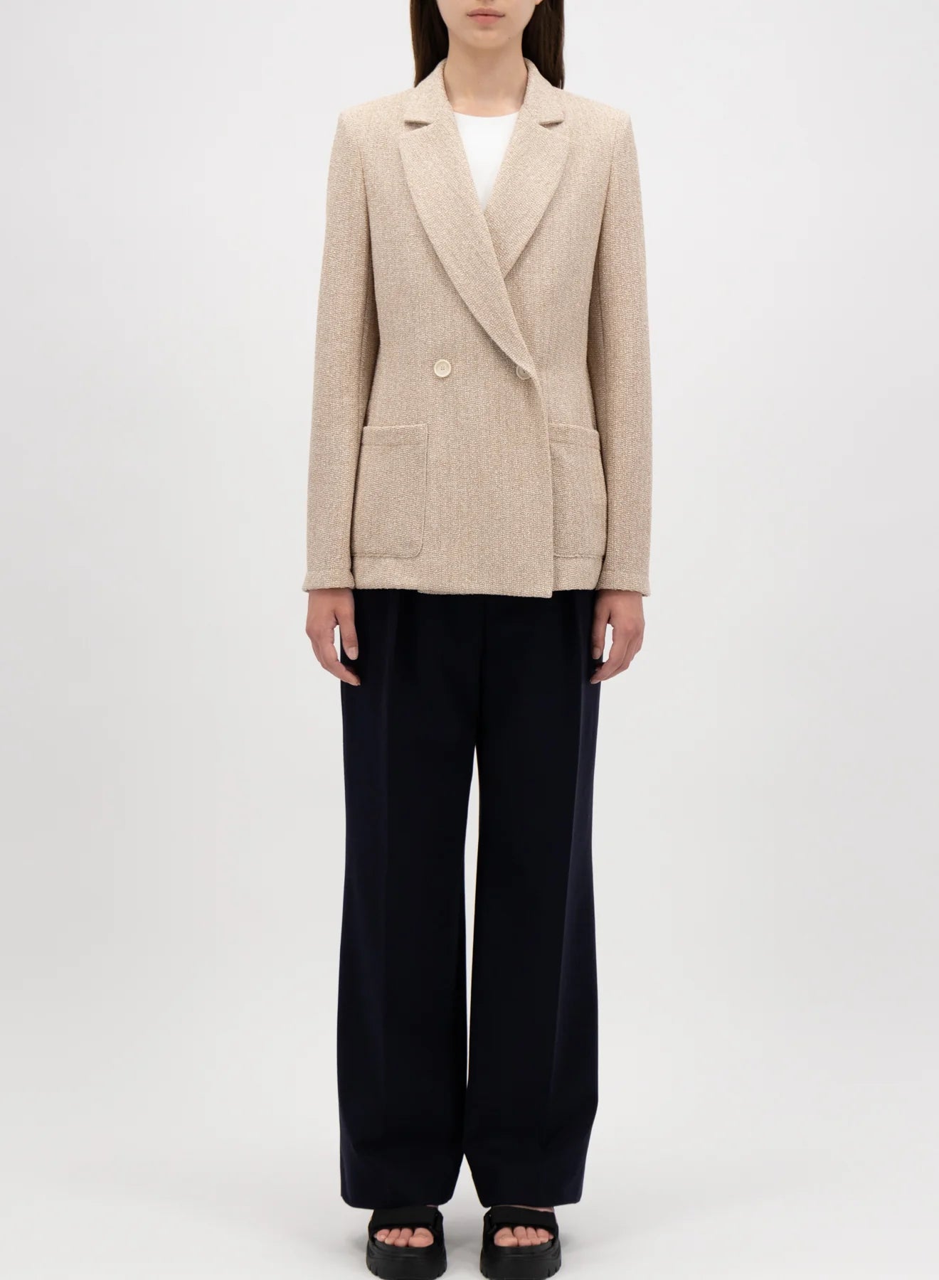 Blazer with shoulder pads bicolour, beige