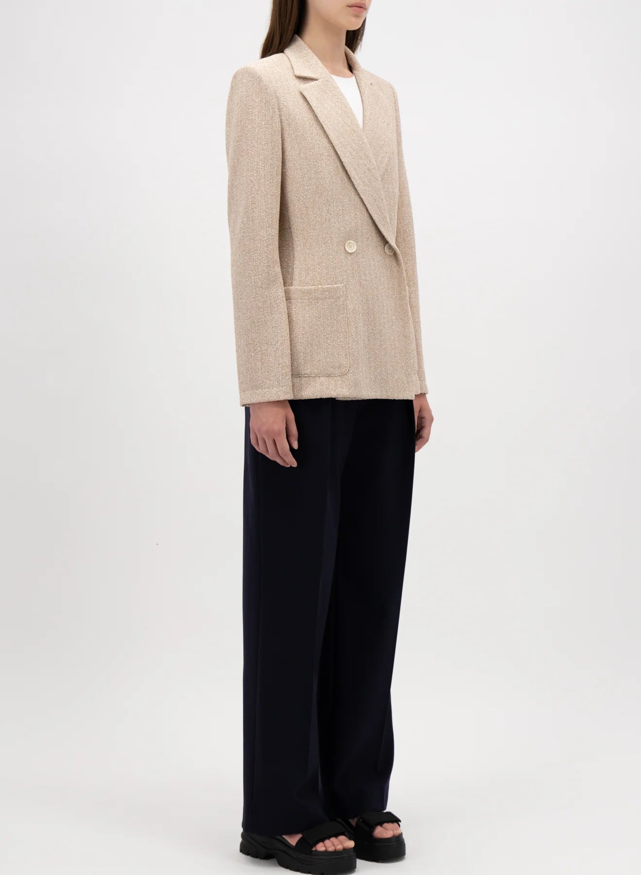 Blazer with shoulder pads bicolour, beige