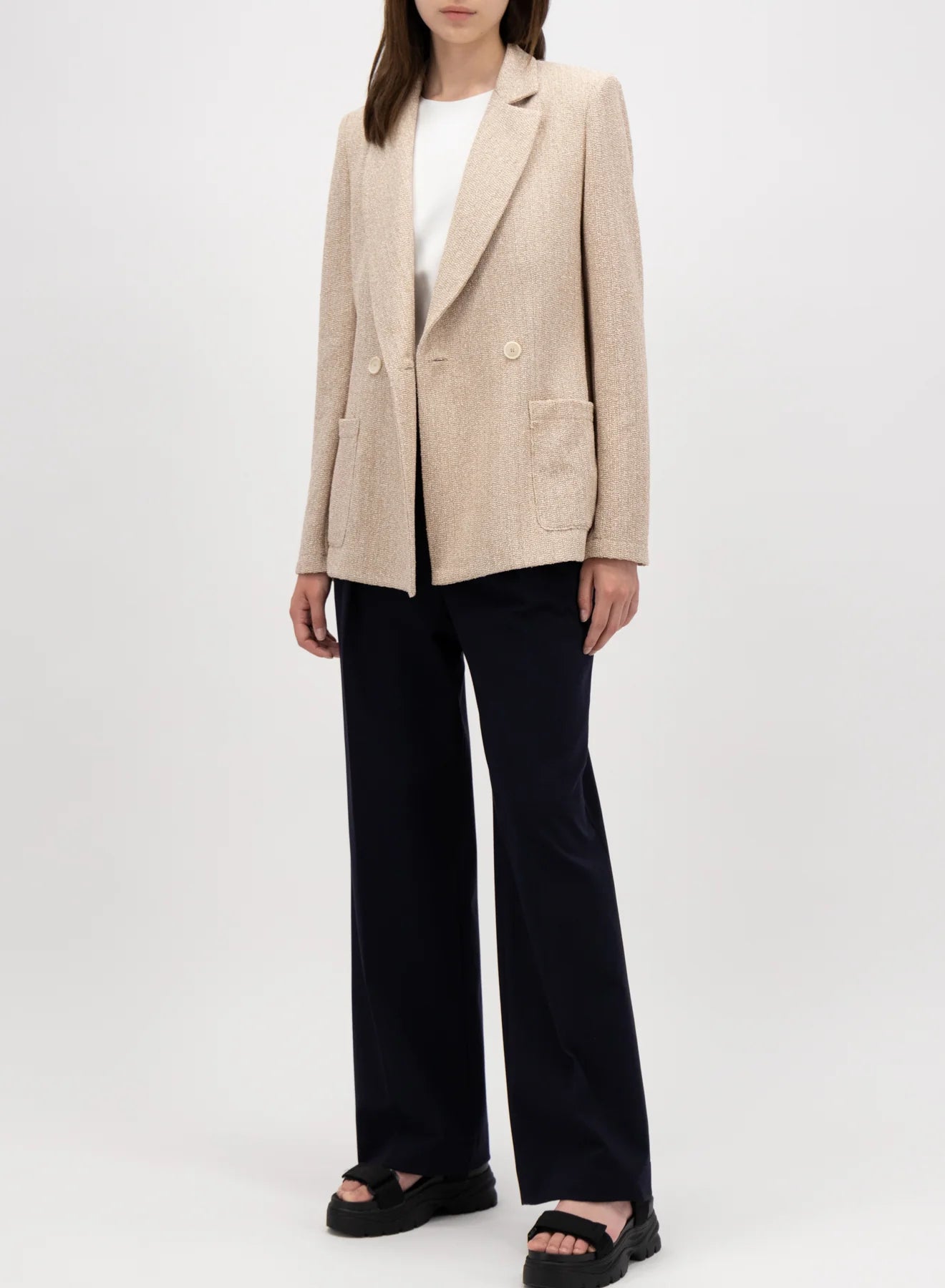 Blazer with shoulder pads bicolour, beige