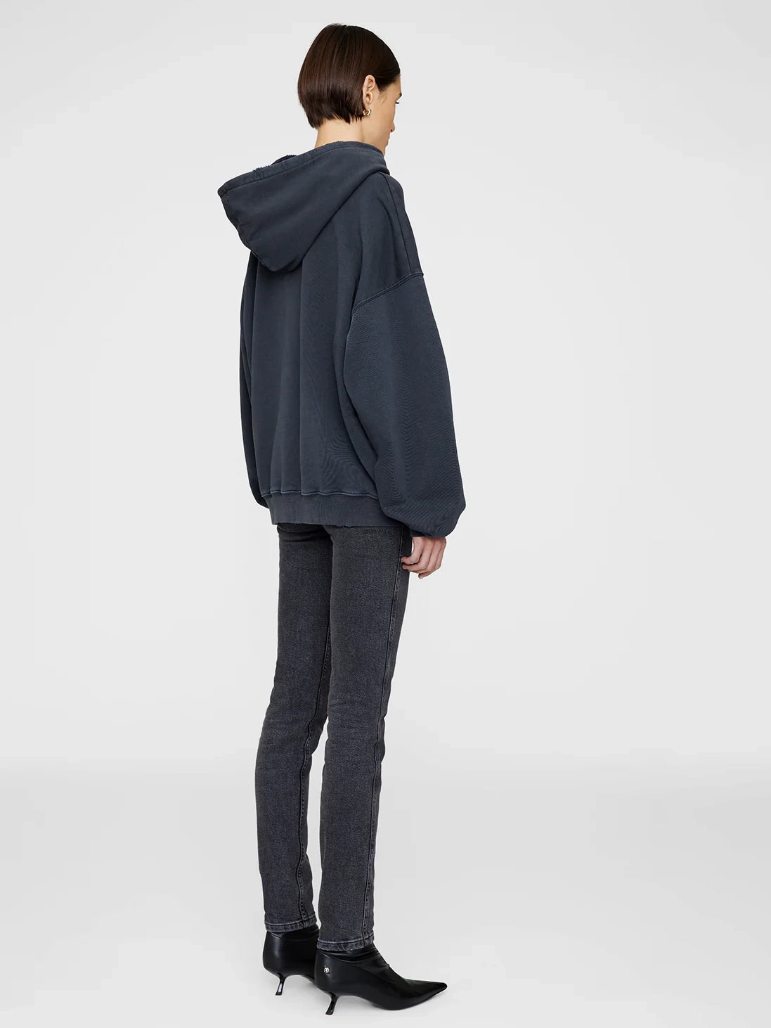 Harvey logo-print hooded sweatshirt, dark washed black