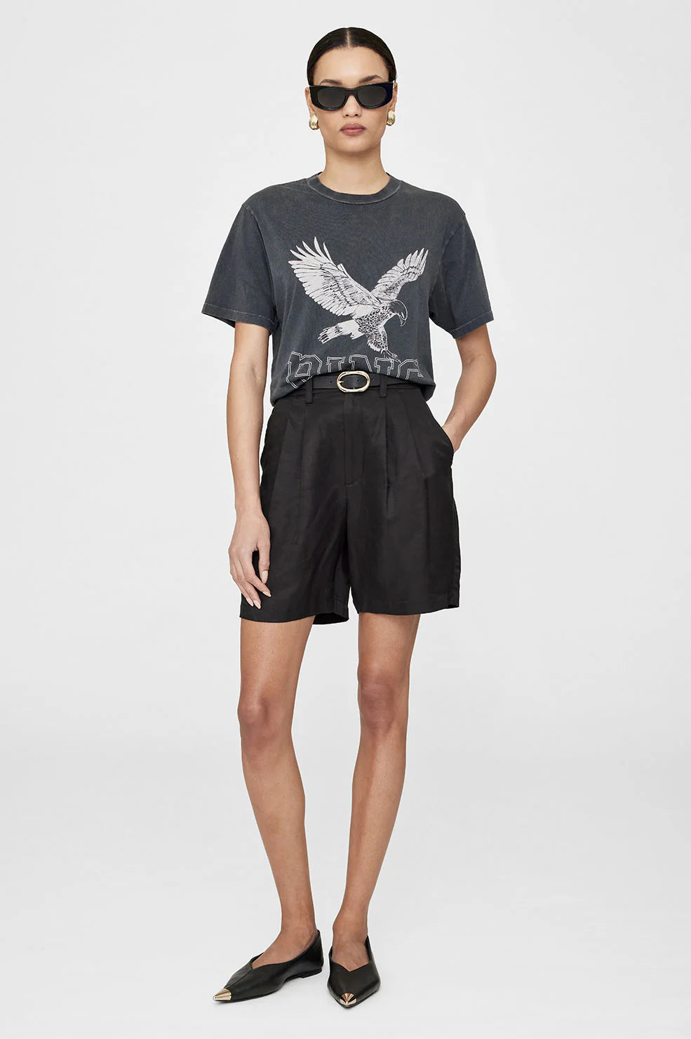 Lili tee retro eagle, washed black