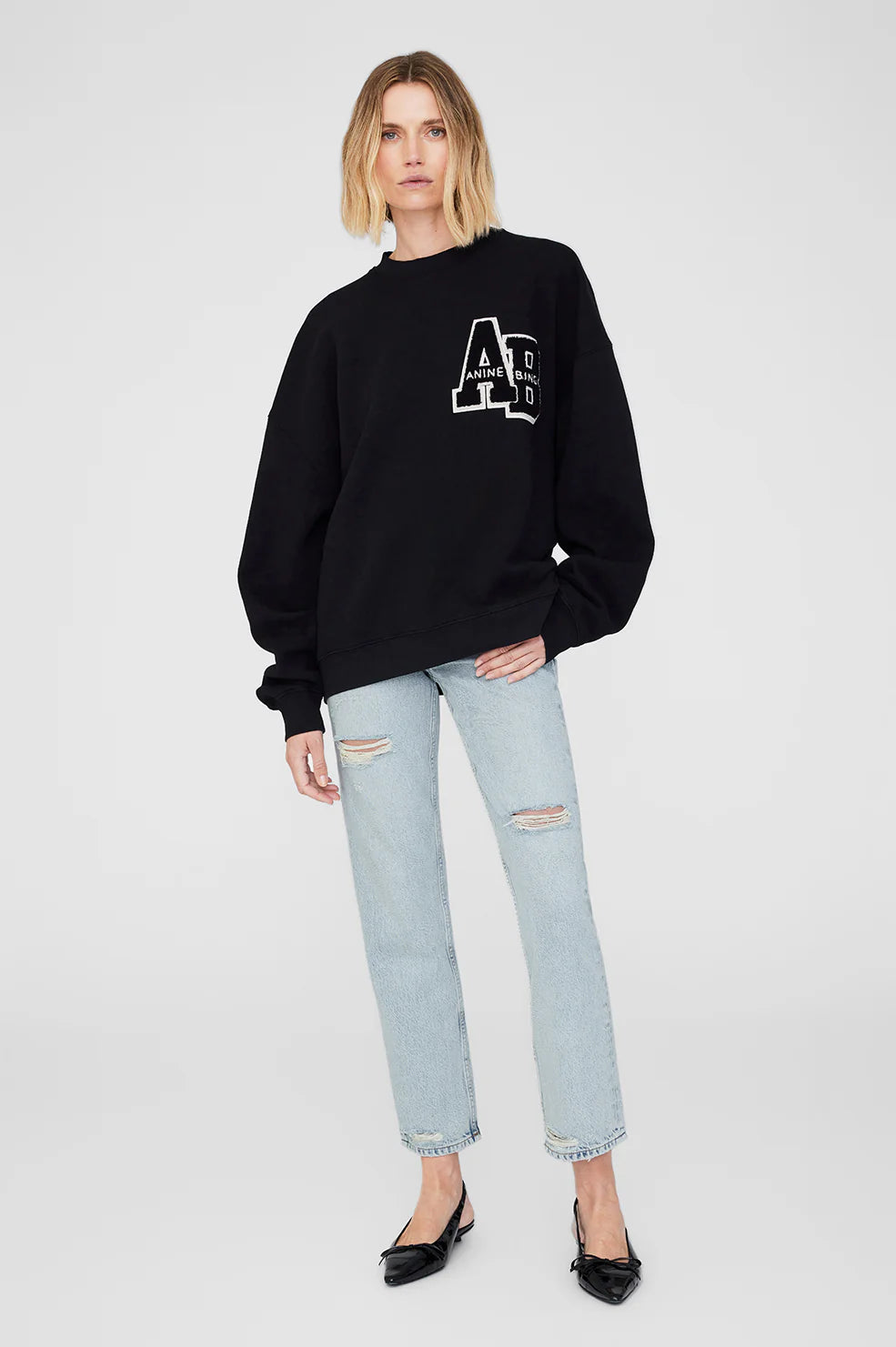 Miles oversized sweatshirt Letterman, black
