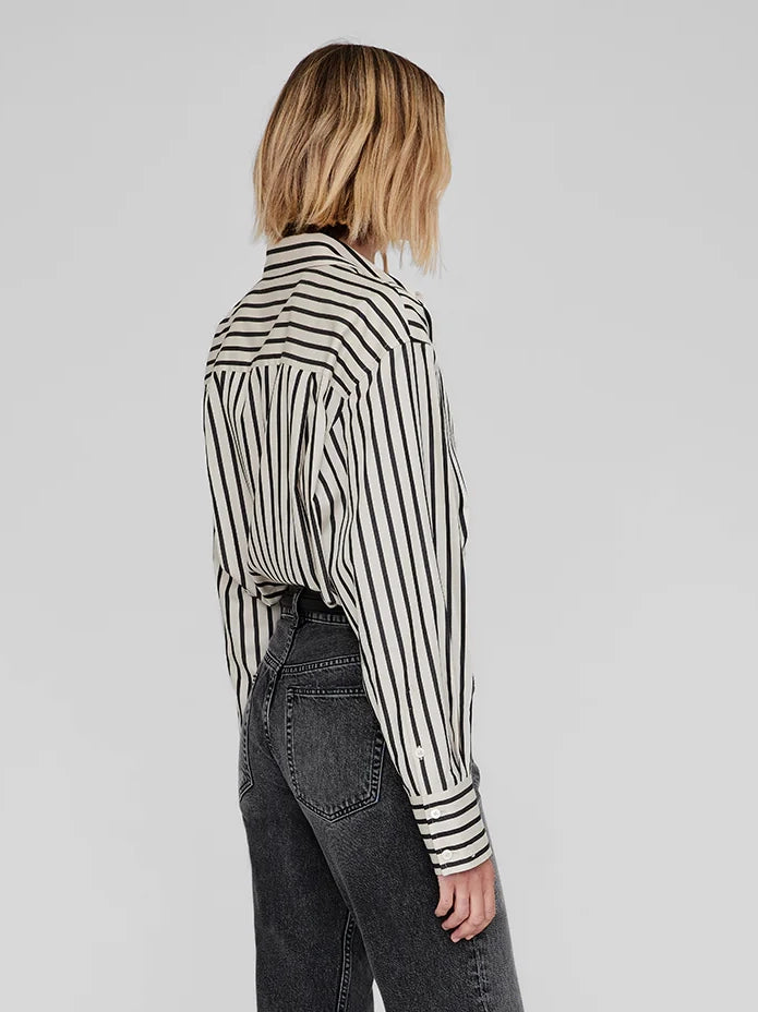 Plaza shirt, black and tan stripe