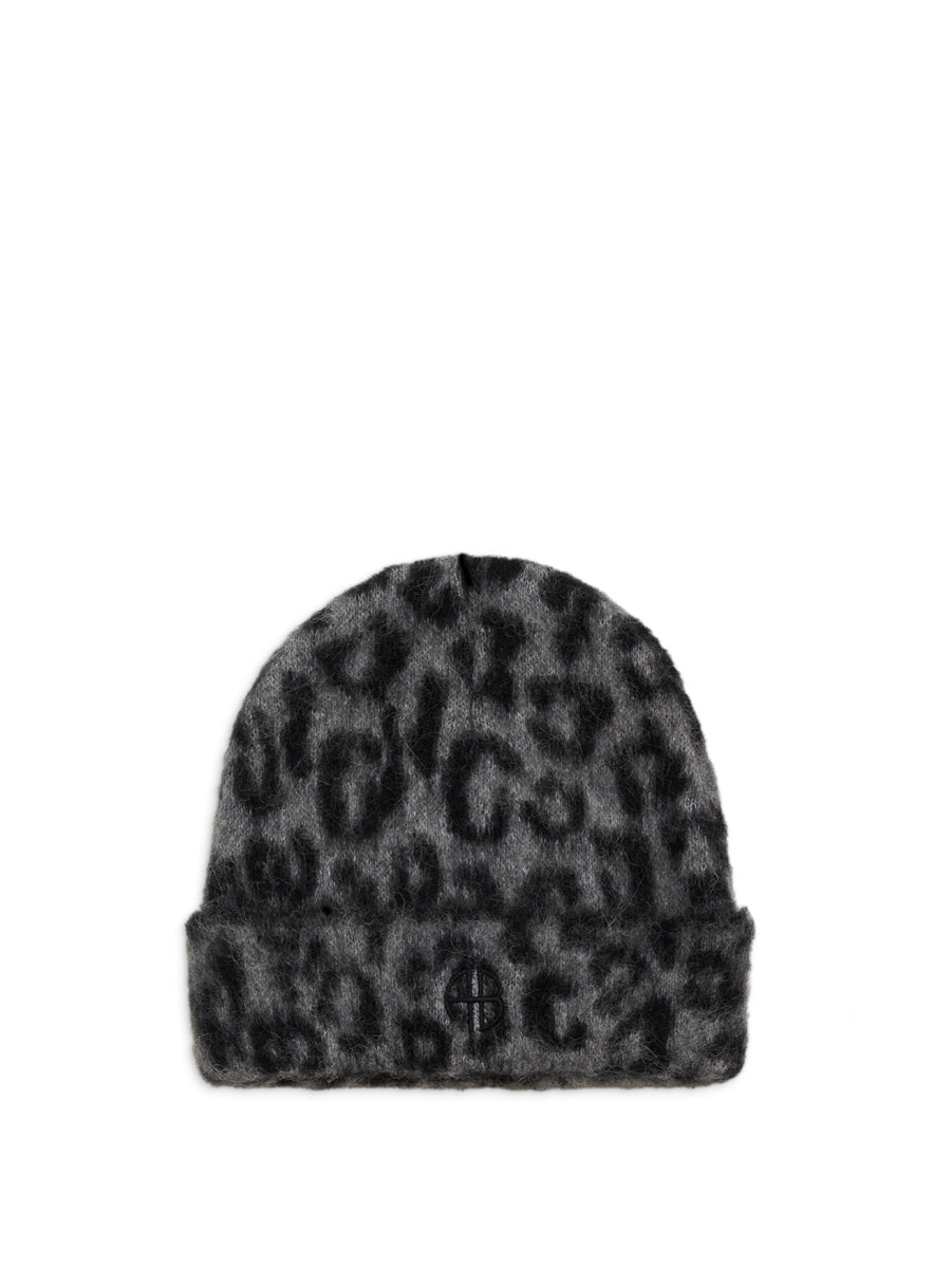 Elia leopard beanie, grey