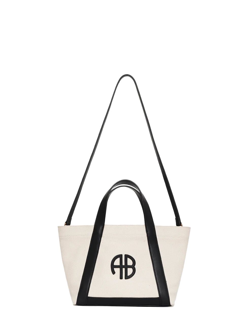 Small Cara tote, natural canvas/black