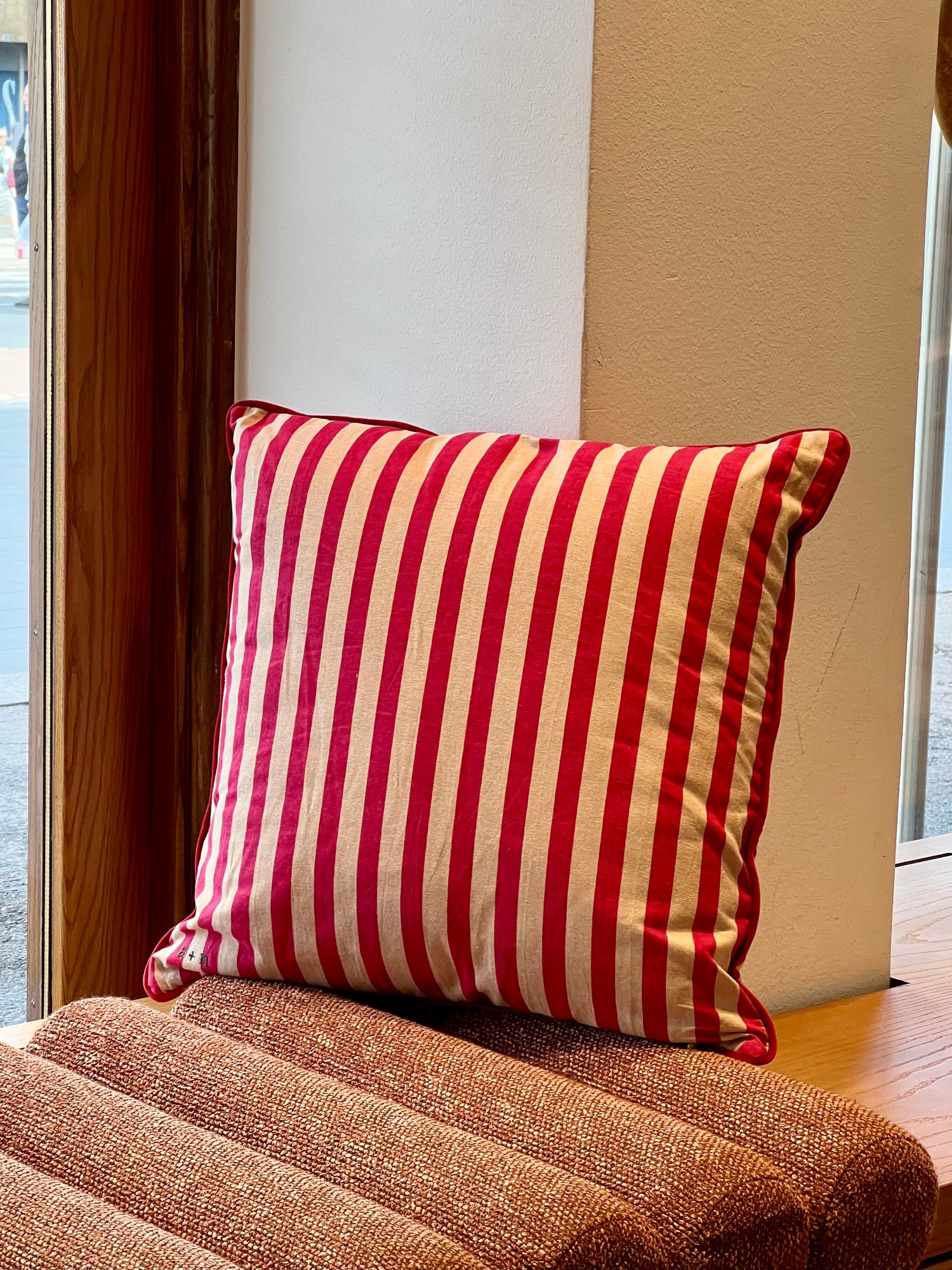 Magenta Striped Cushion