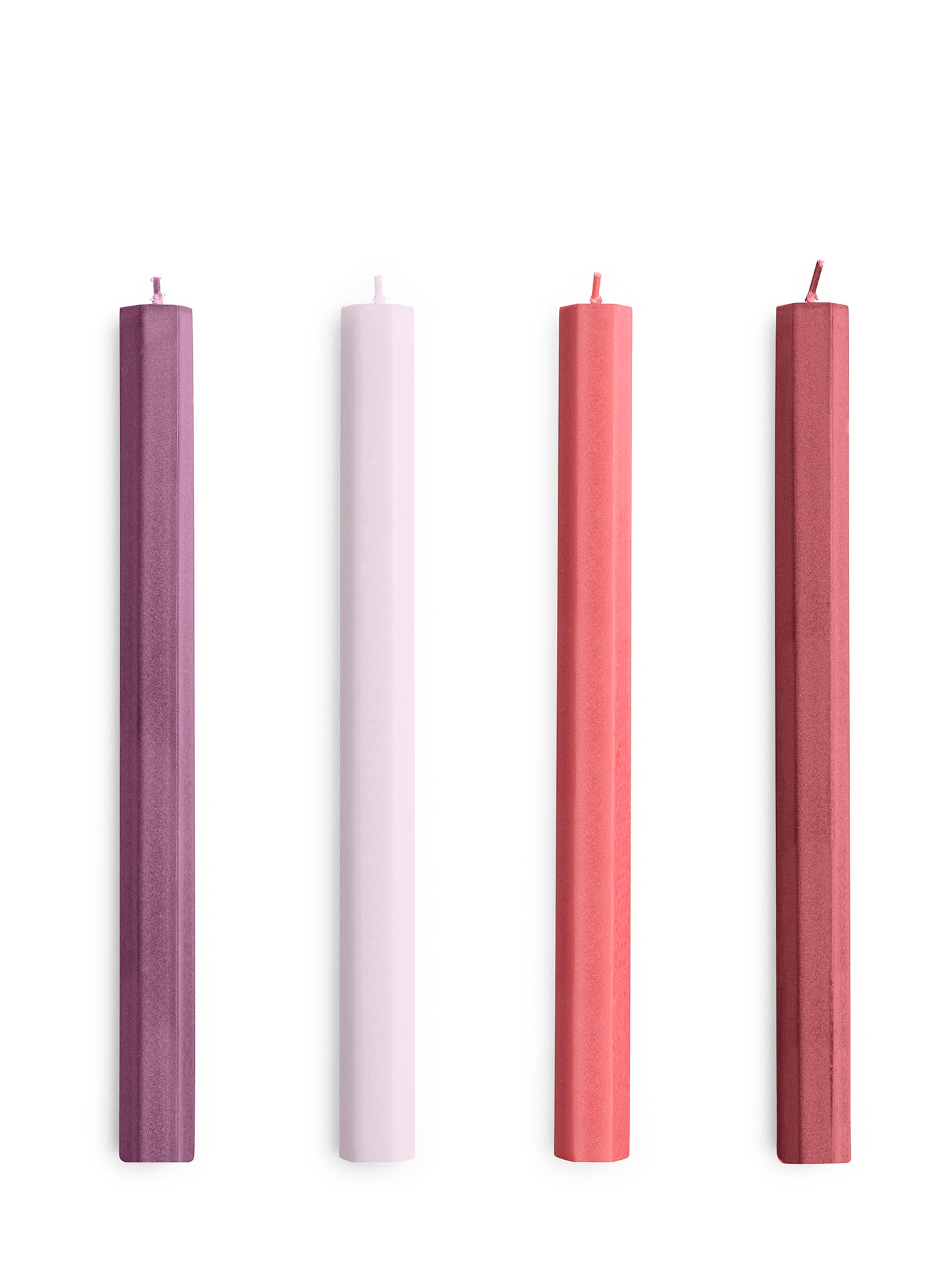 Hexagon candle set of 4, 3 colour combos