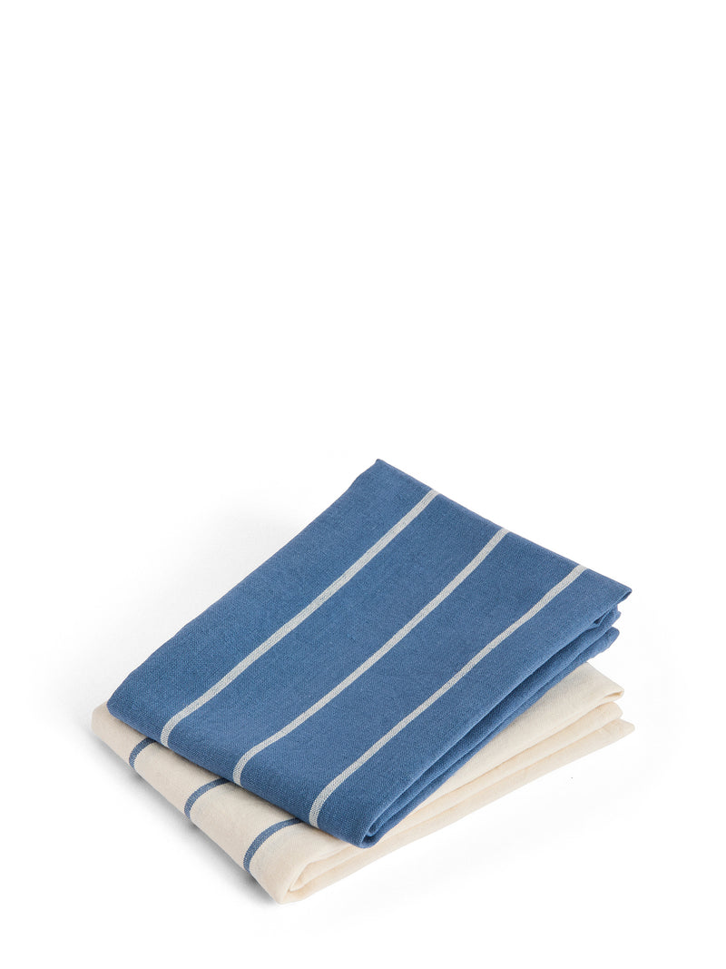 Outdoor Market striped tea towels, set of 2 (black/blue set)