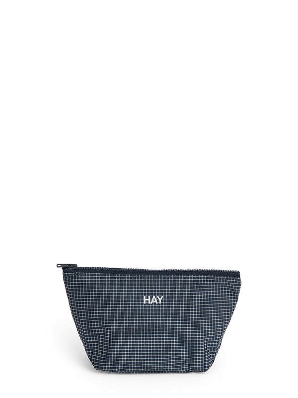 Grid small pouch, dark blue