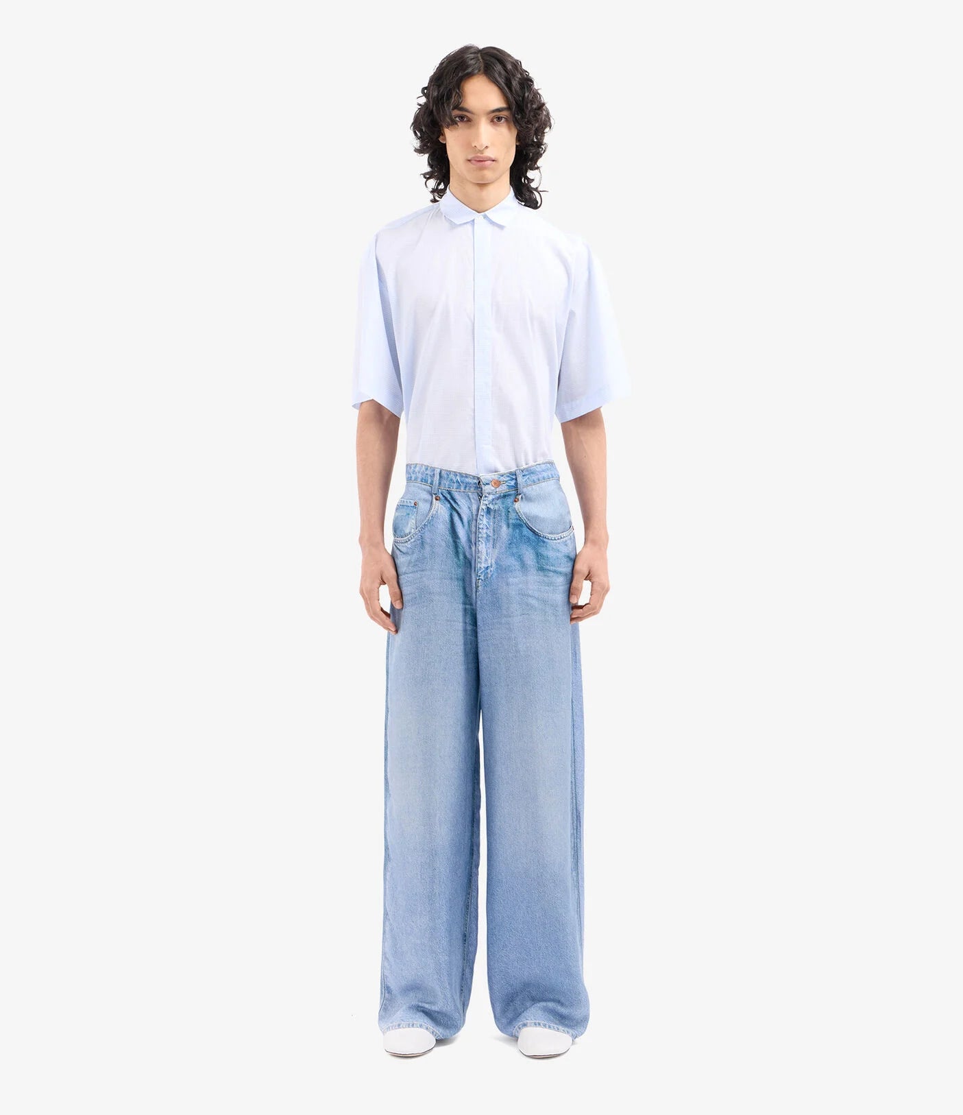 Aloe trousers silk, blue denim print