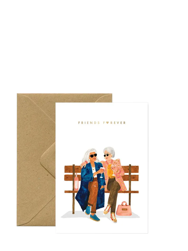 Old but cool sitting together 'friends forever' love & friendship card