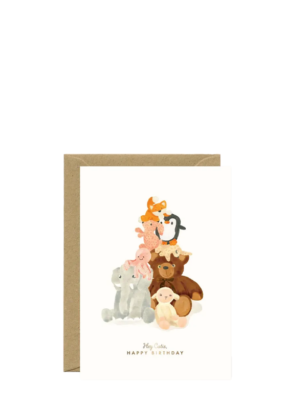 Dou Dou soft toys pile birthday card