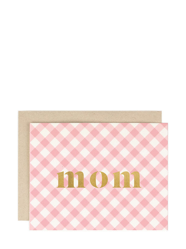 Mother's day card pink gingham MOM card