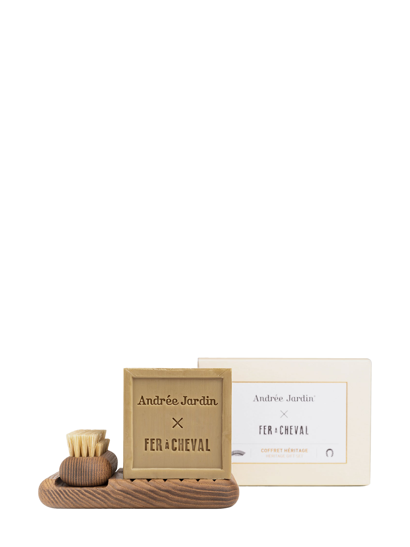 Andrée Jardin gift set, dark wood & olive oil soap