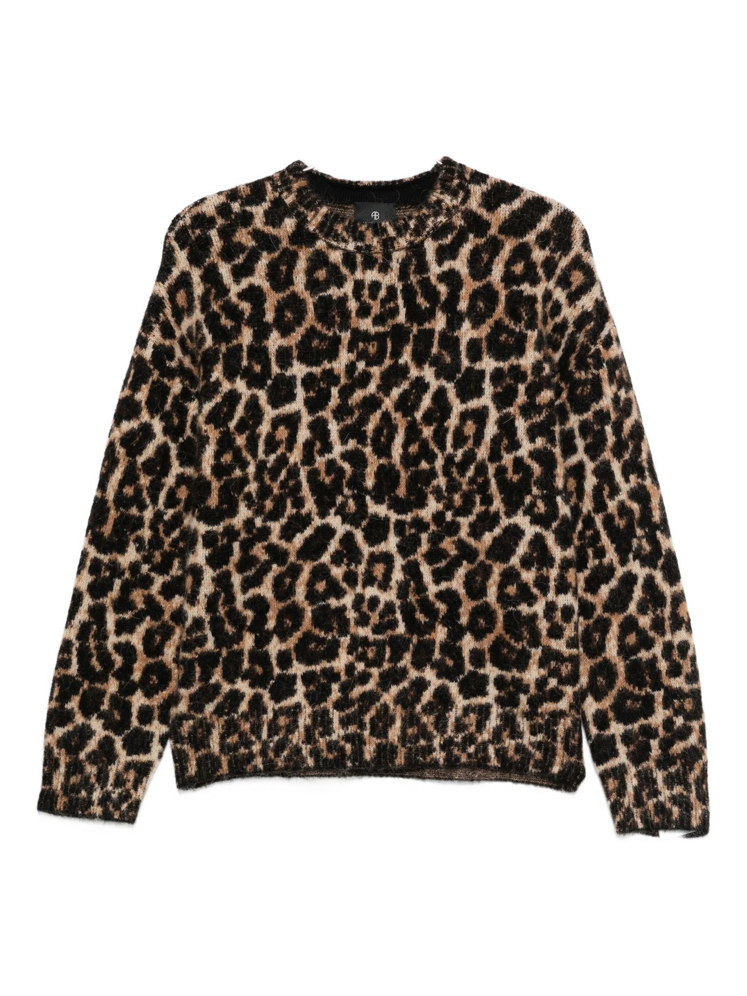 Sydney crew neck leopard knitted sweater, black/brown