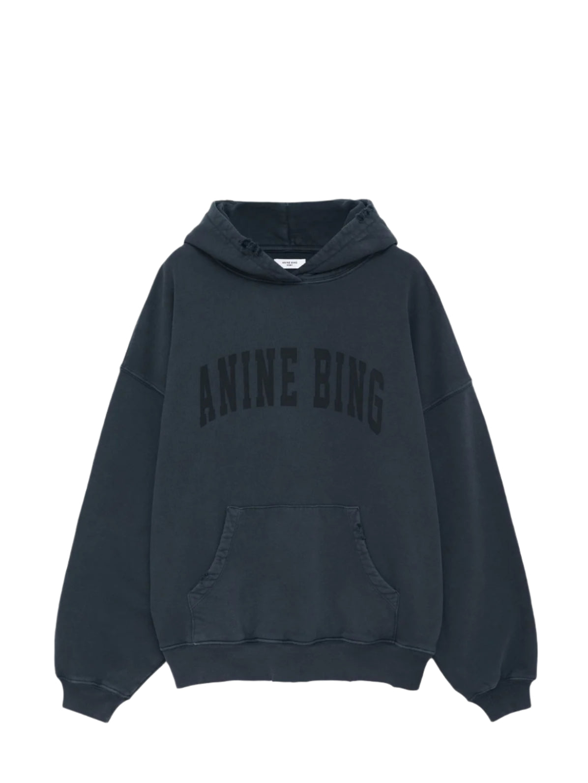 Harvey logo-print hooded sweatshirt, dark washed black