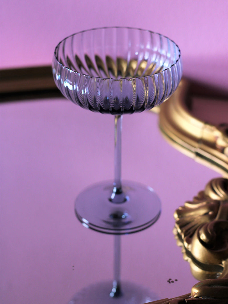 Lyon champagne saucer, smoke blue