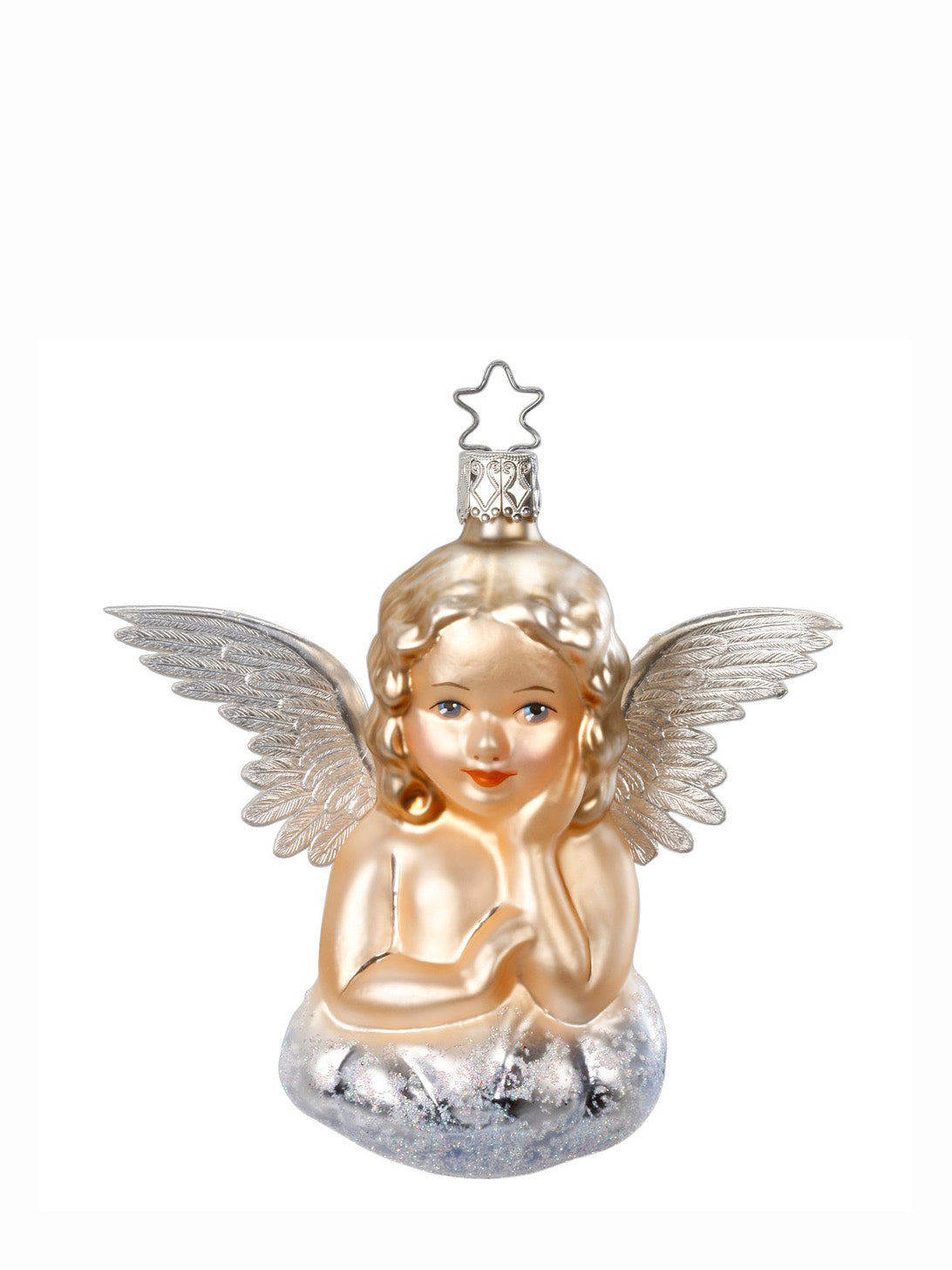 Antique Angel glass ornament, white (10,5 cm)