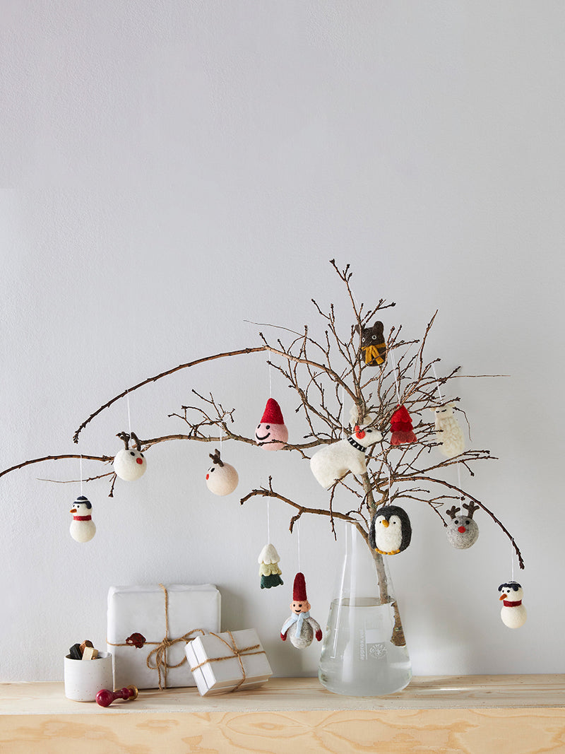Smiley santa woollen hanging ornament, red hat