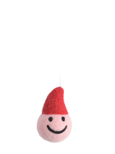Smiley santa woollen hanging ornament, red hat