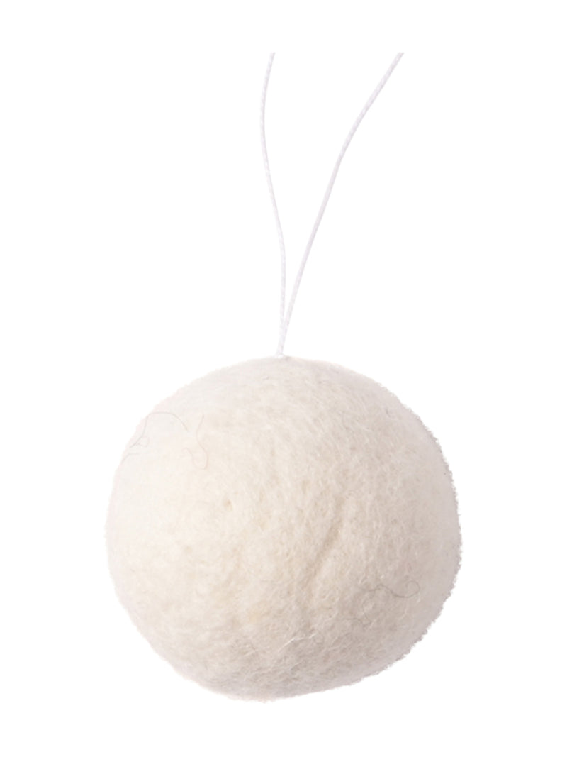 Woollen ball hanging ornament, solid ivory