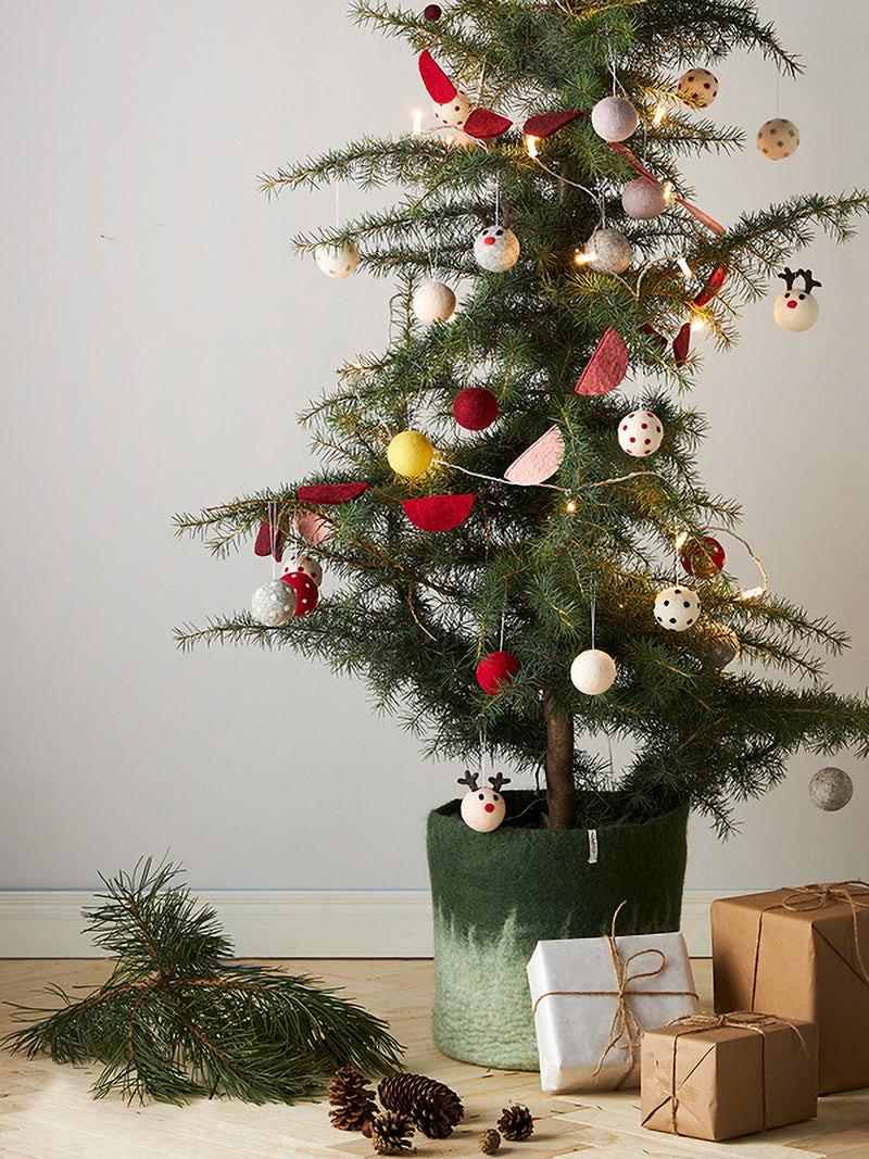 Woollen ball hanging ornament, solid ivory