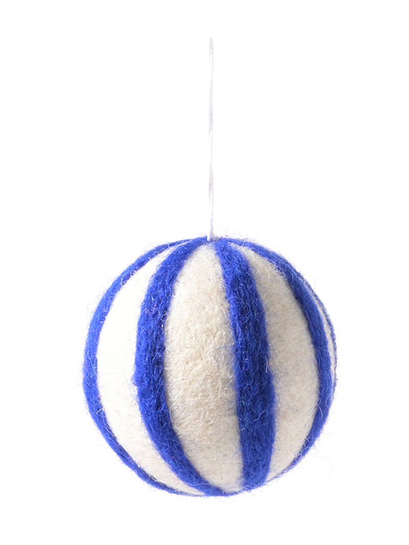 Woollen polka stripe ball hanging ornament, 3 colors