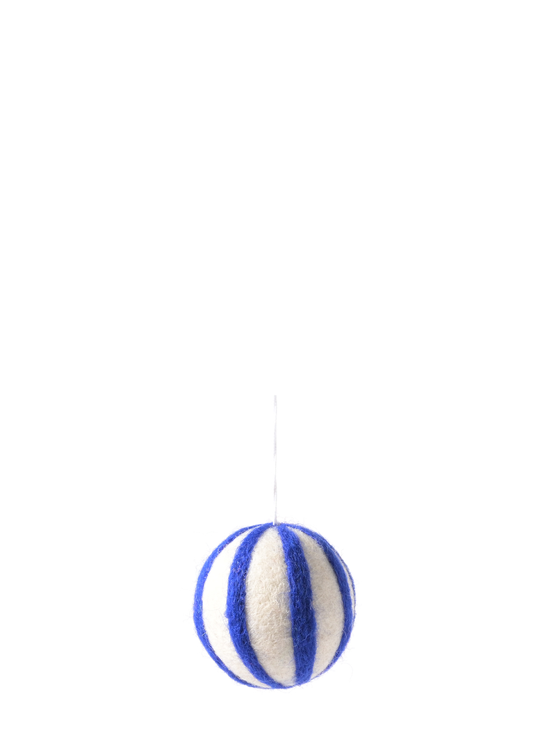 Woollen polka stripe ball hanging ornament, 3 colors