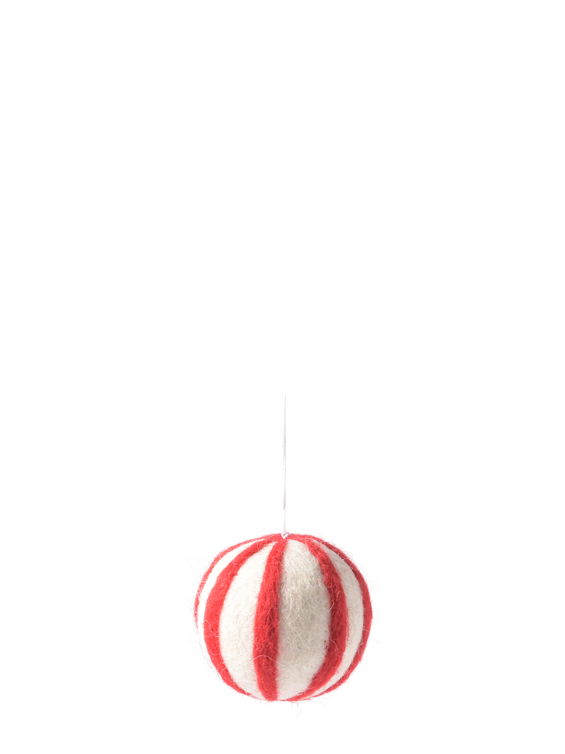 Woollen polka stripe ball hanging ornament, 3 colors