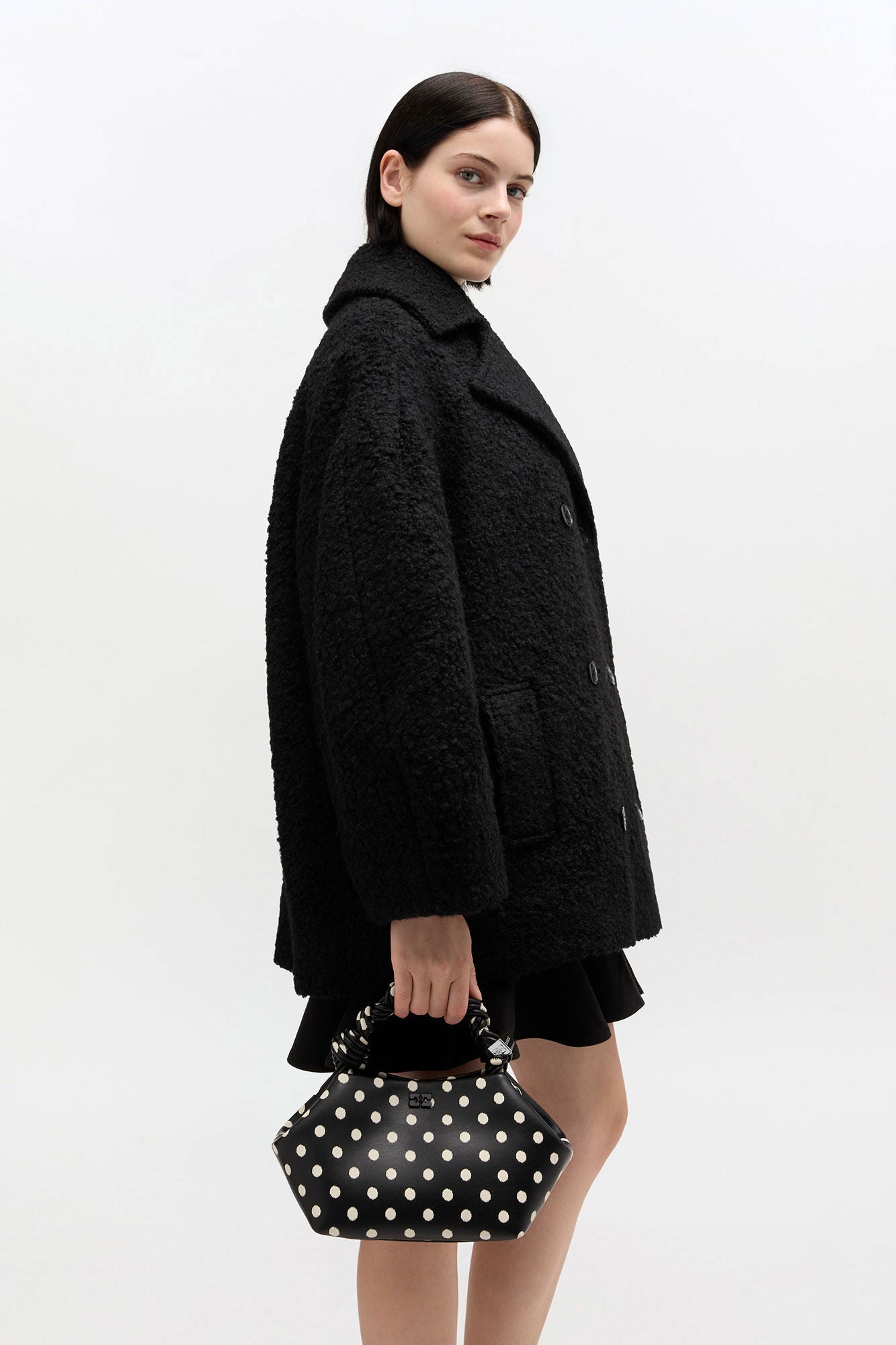 Bou small printed dot bag, black-white