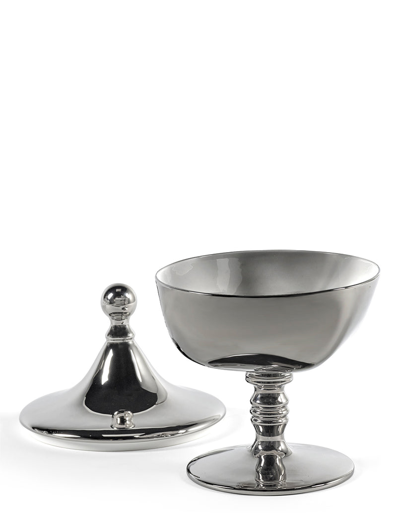 Josephine small treat jar with lid N°02, silver, by Kris Van Assche