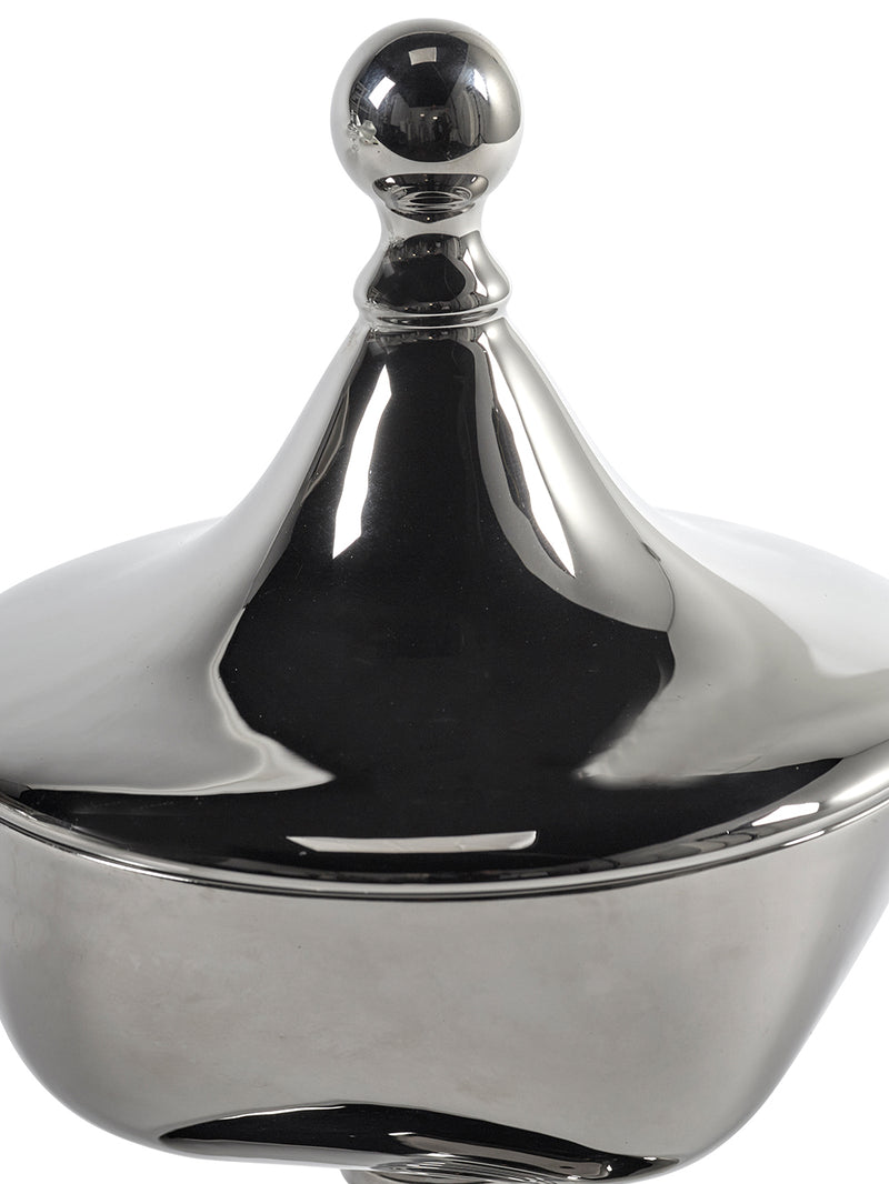 Josephine small treat jar with lid N°02, silver, by Kris Van Assche
