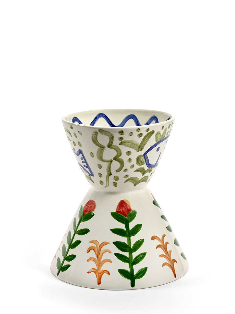 Decorative ceramic bowl with floral patterns on a white background