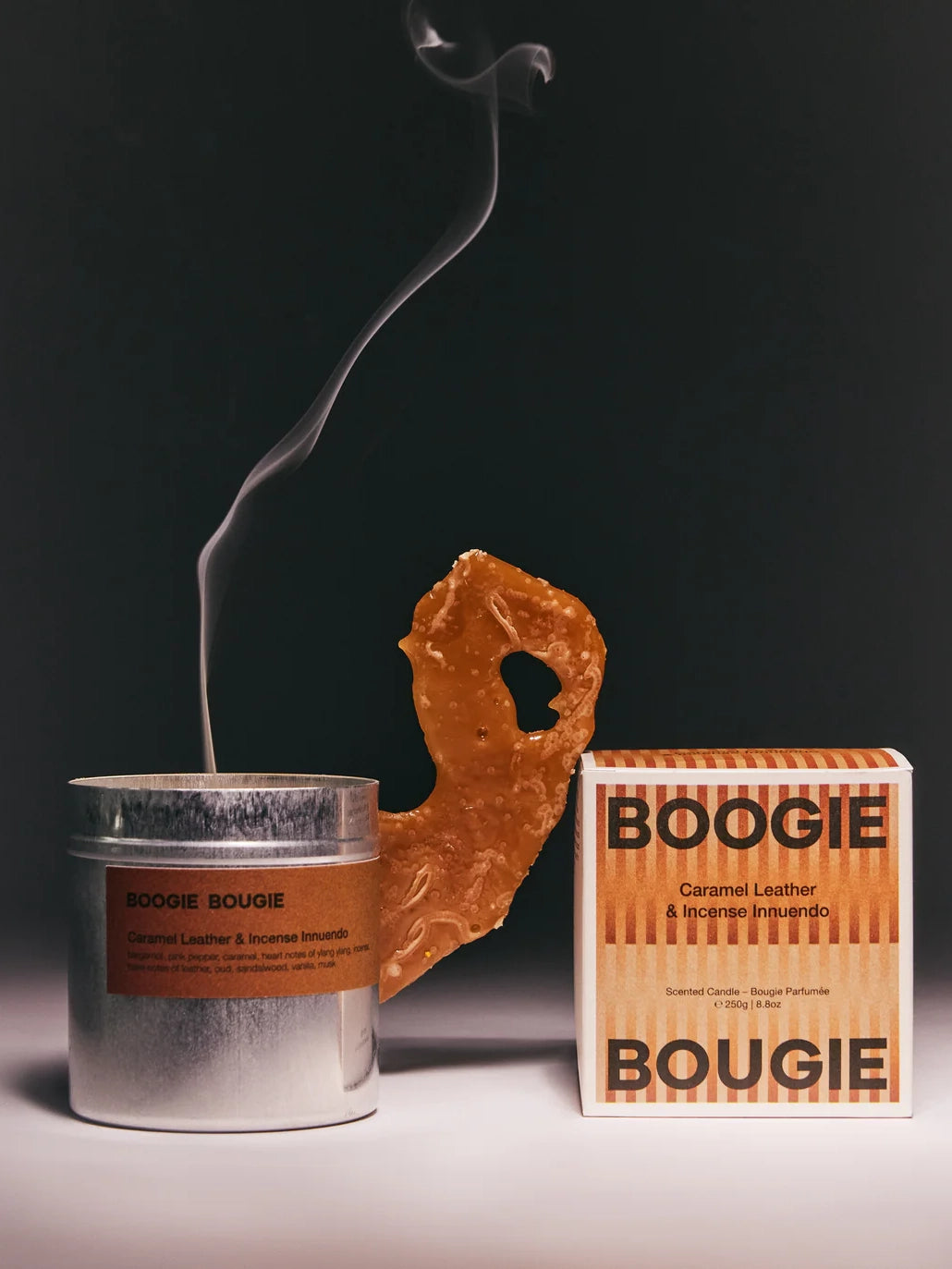 Caramel Leather & Incense Innuendo scented candle (250g)