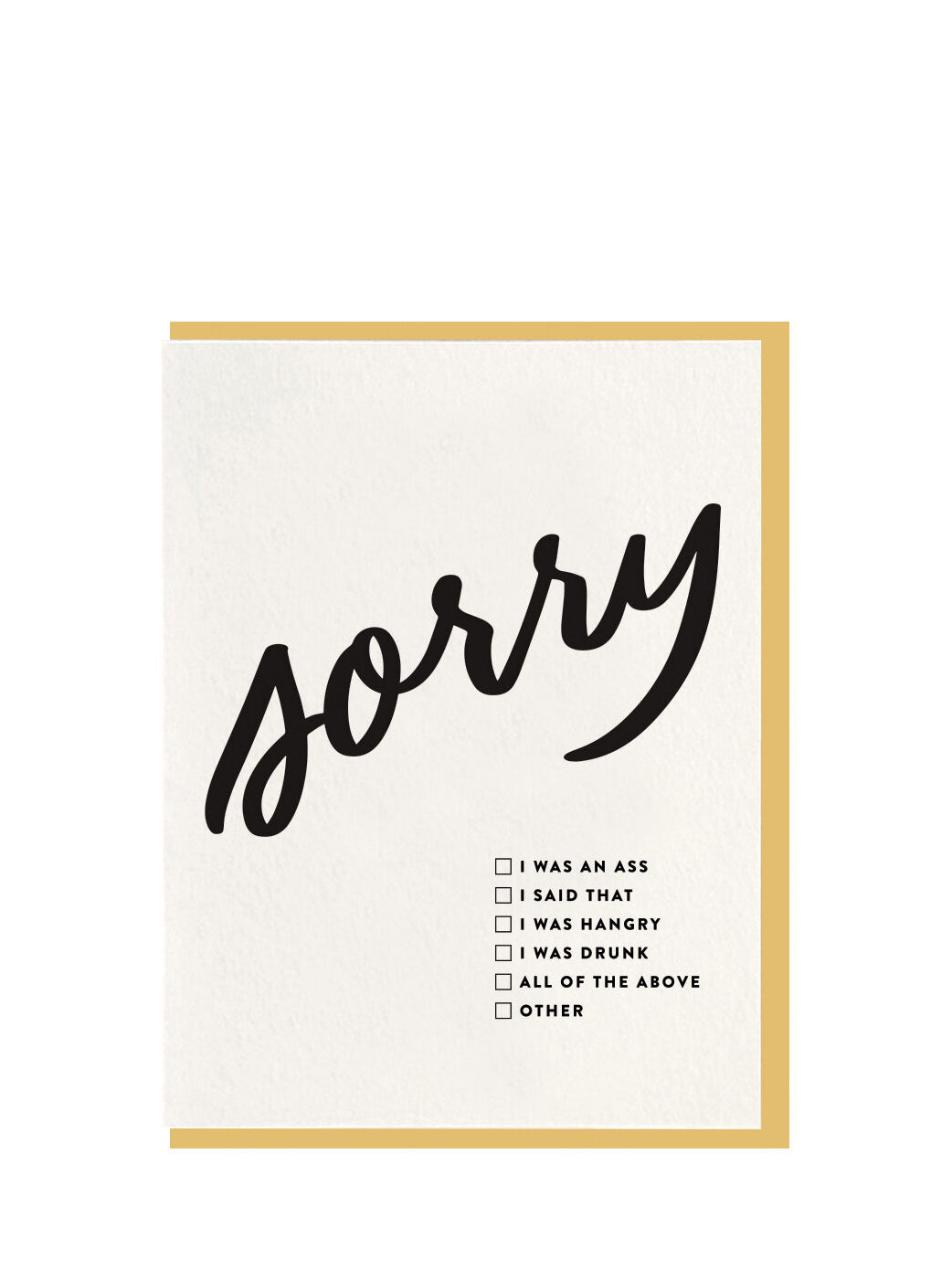 Sorry Checkbox - Letterpress Sympathy Card