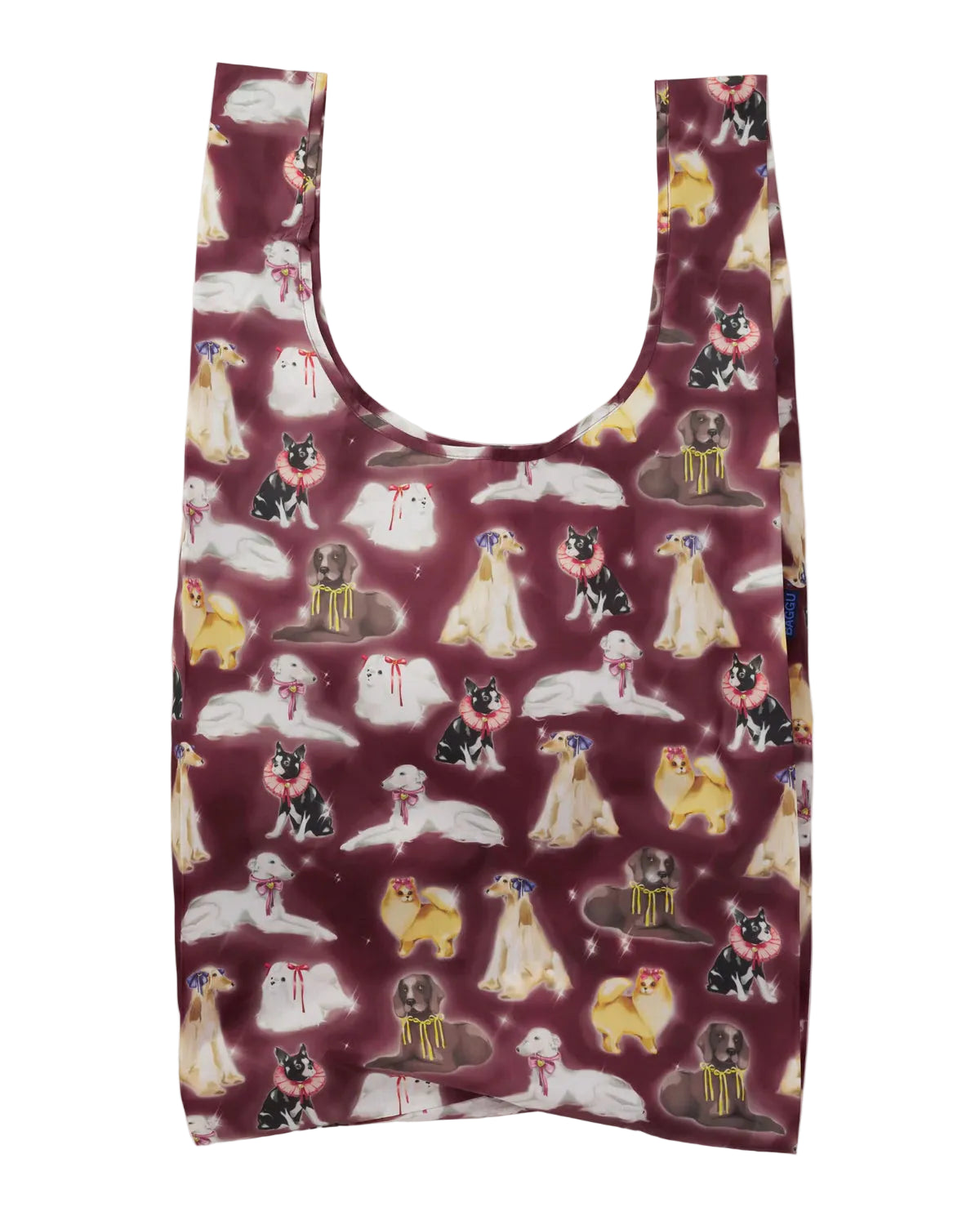 Reusable bag with dog pattern on a white background