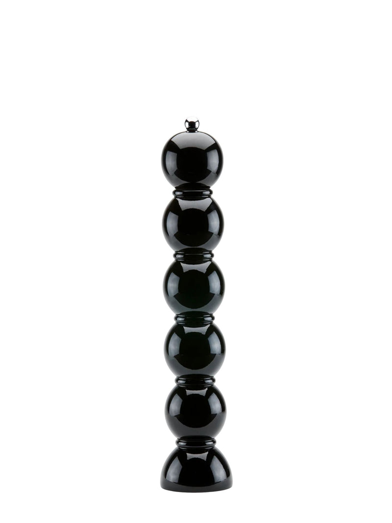 Black cylindrical object on a white background