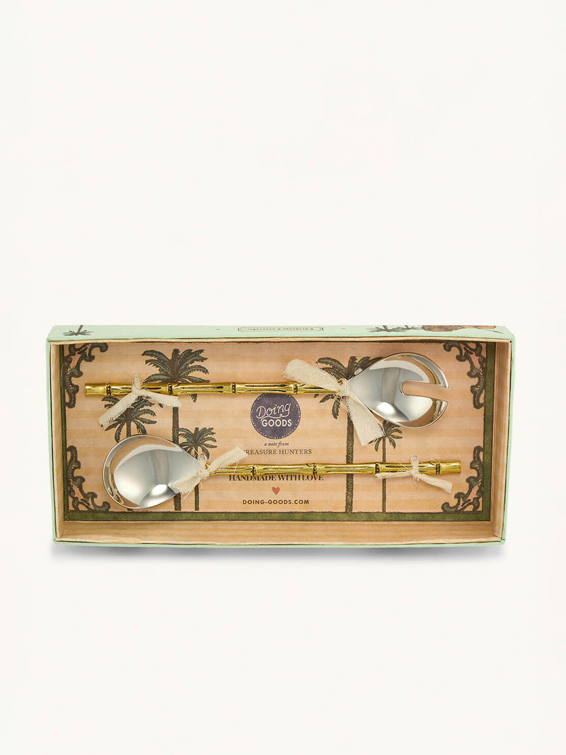 Bodhi bamboo salad server set in giftbox