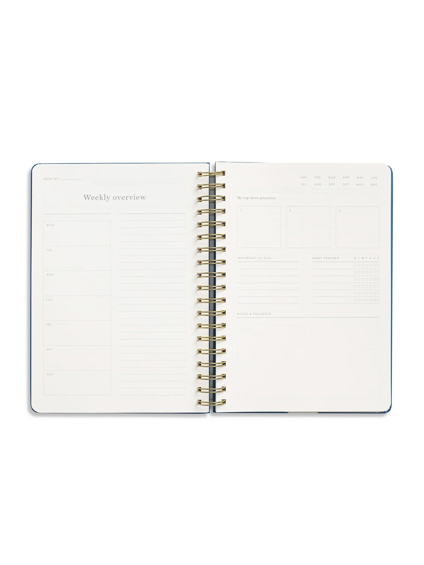 ´Bold Beginnings´Spiral Daily Planner, Blue (B5 Hardcover)