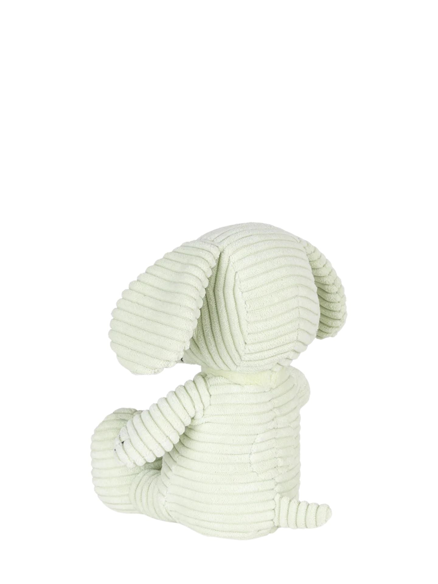 Light green plush elephant toy on a white background