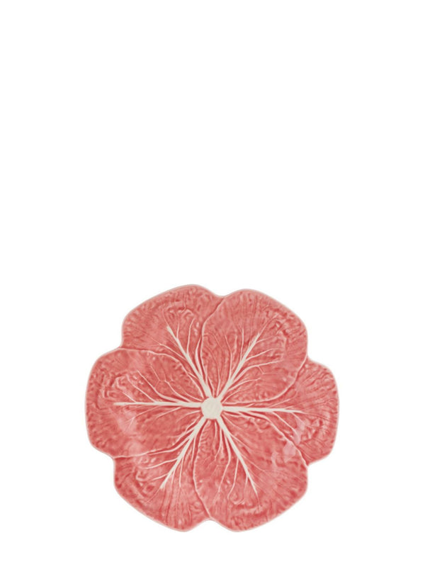 Close-up of a pink gabbage plate by Bordallo Pinheiro