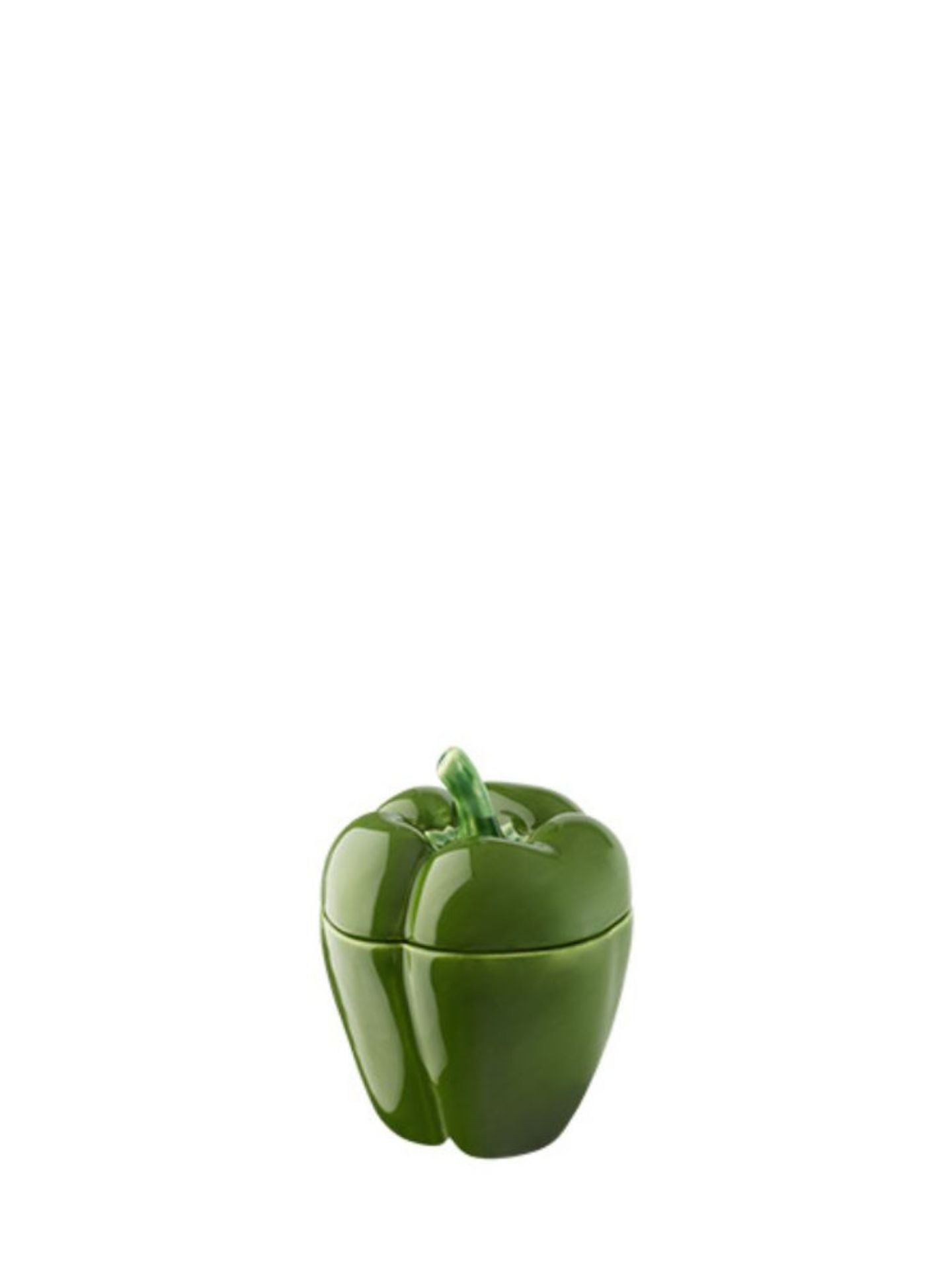 Green pepper-shaped container on a white background
