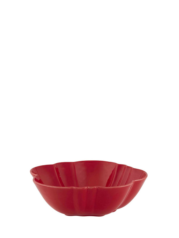 Red ceramic bowl on a white background