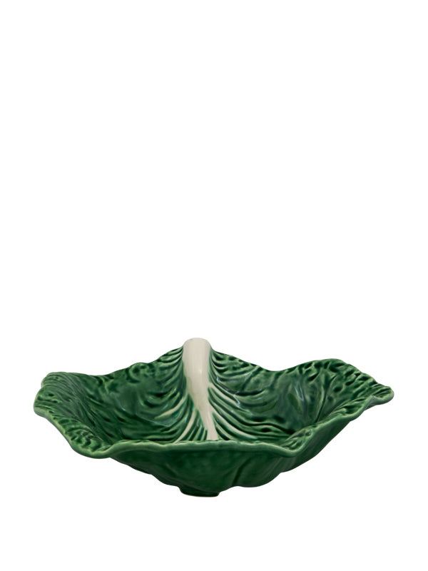 Cabbage Leaf bowl crooked (35 cm), green
