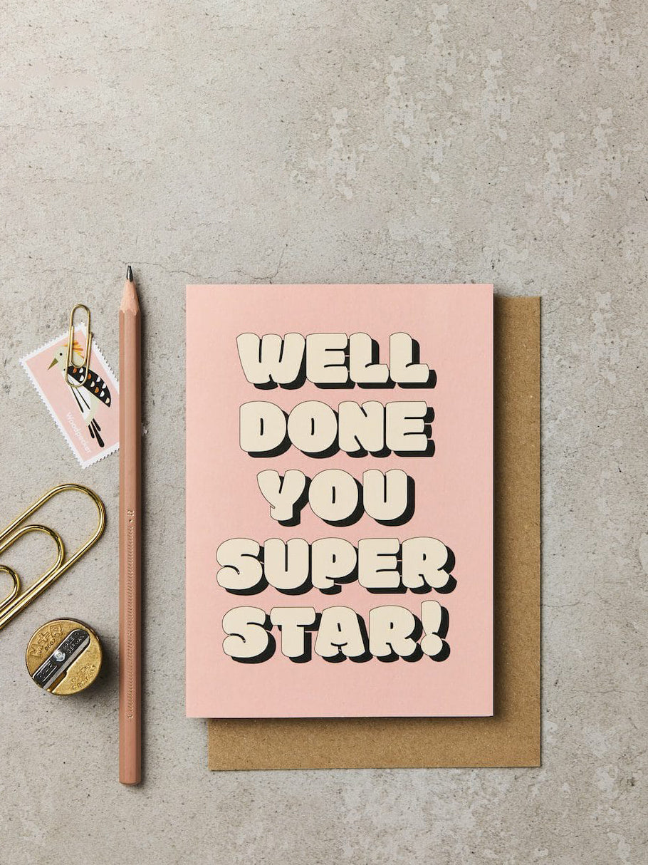 Bubble well done superstar graduation card