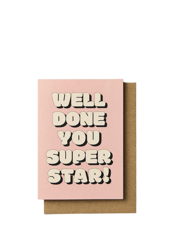 Bubble well done superstar, graduation card