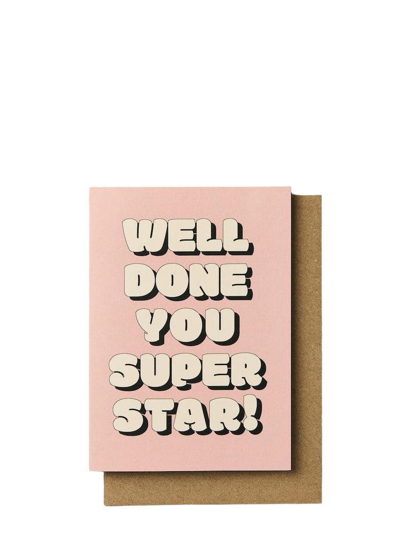 Bubble well done superstar, graduation card